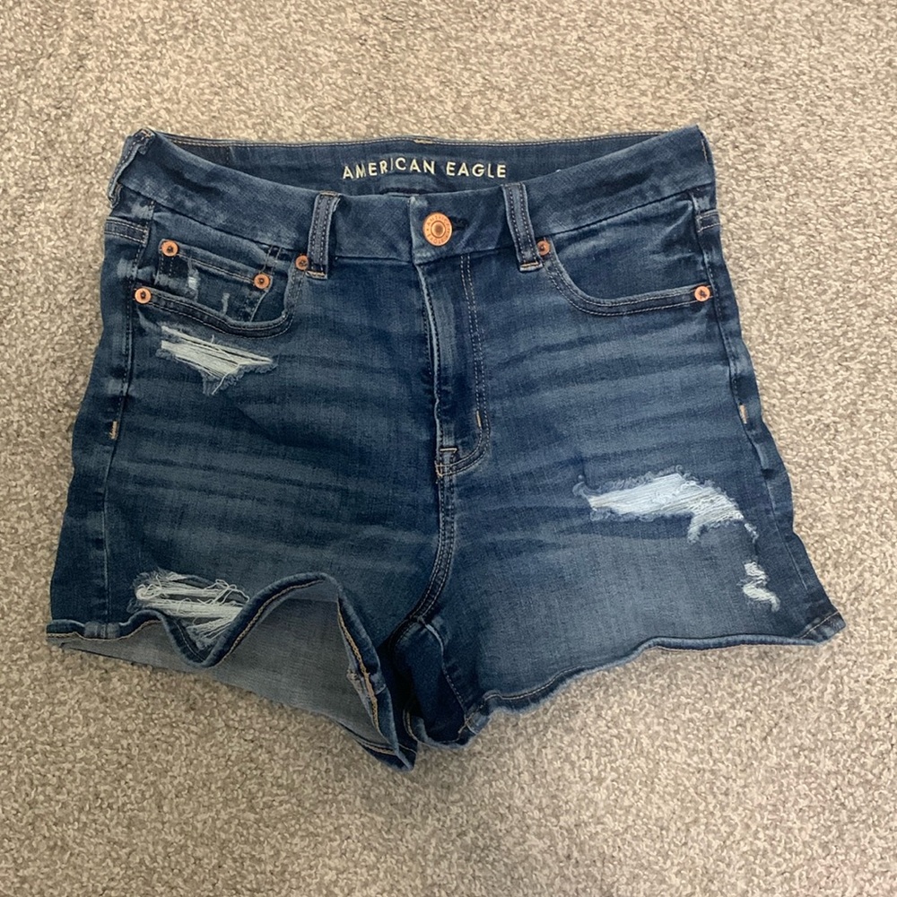 American eagle curvy midi medium wash jean shorts size 8